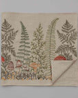 Mushrooms and Ferns Embroidered Linen Table Runner