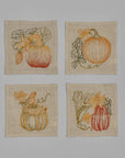 Pumpkin Patch Embroidered Linen Cocktail Napkin Set