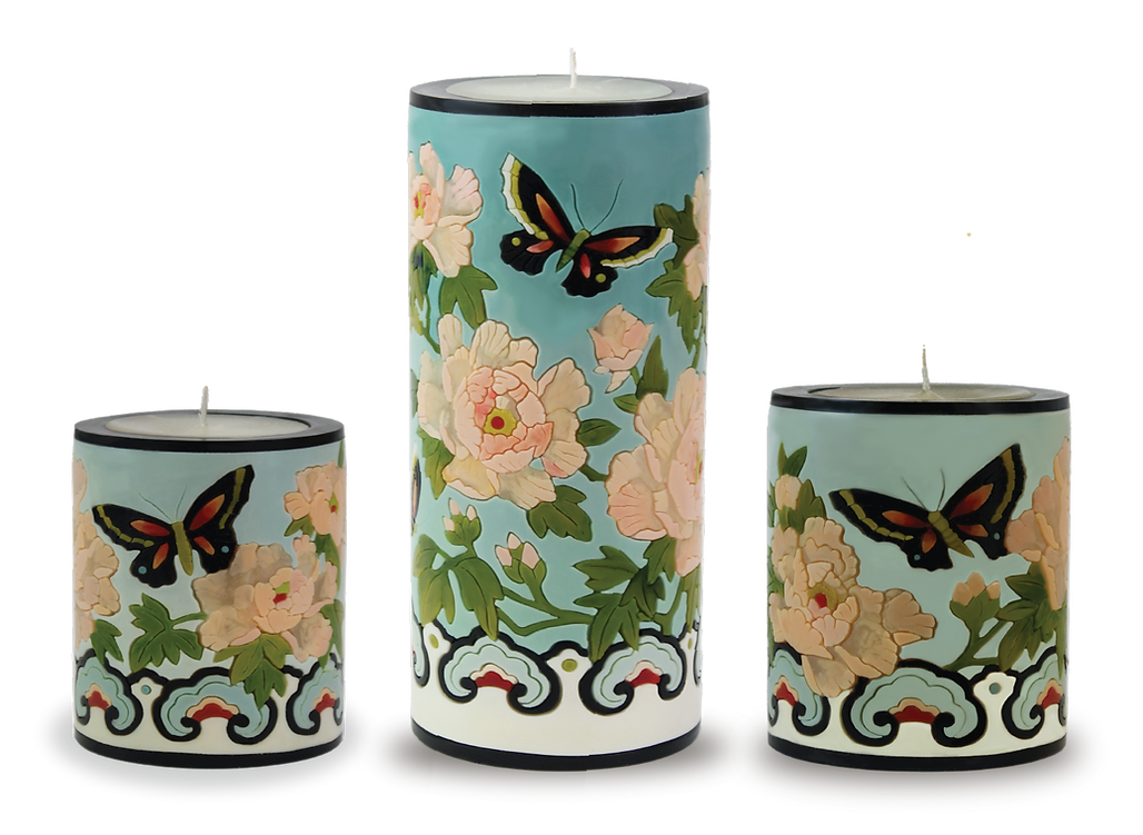Peony & Butterfly Illuminated Candle