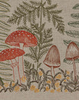 Mushrooms and Ferns Embroidered Linen Table Runner