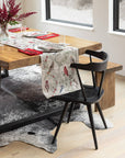 Winter Birds Embroidered Linen Table Runner