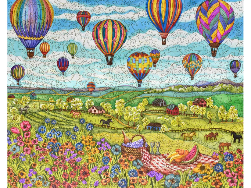 Balloons Over Farmland Wooden Puzzle