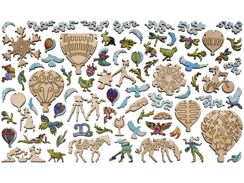 Balloons Over Farmland Wooden Puzzle
