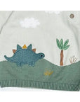 Dino Applique Button Pullover Sweater