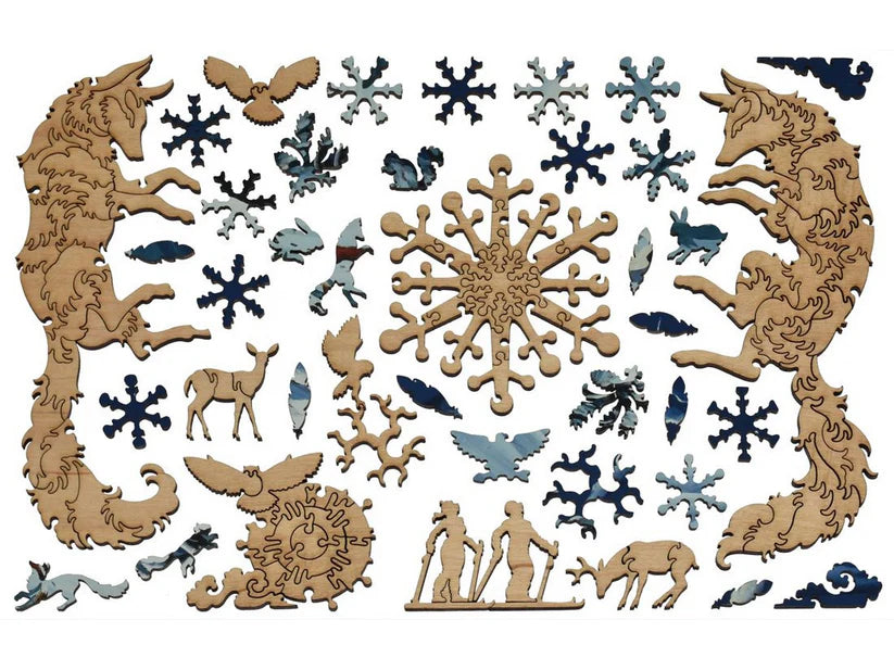 Foxes in the Moonlight Wooden Puzzle