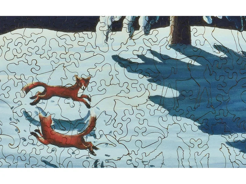 Foxes in the Moonlight Wooden Puzzle