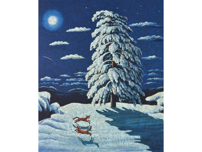 Foxes in the Moonlight Wooden Puzzle