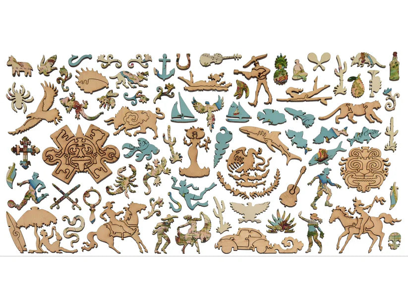 Illustrated Map of the Republic of Mexico Wooden Puzzle