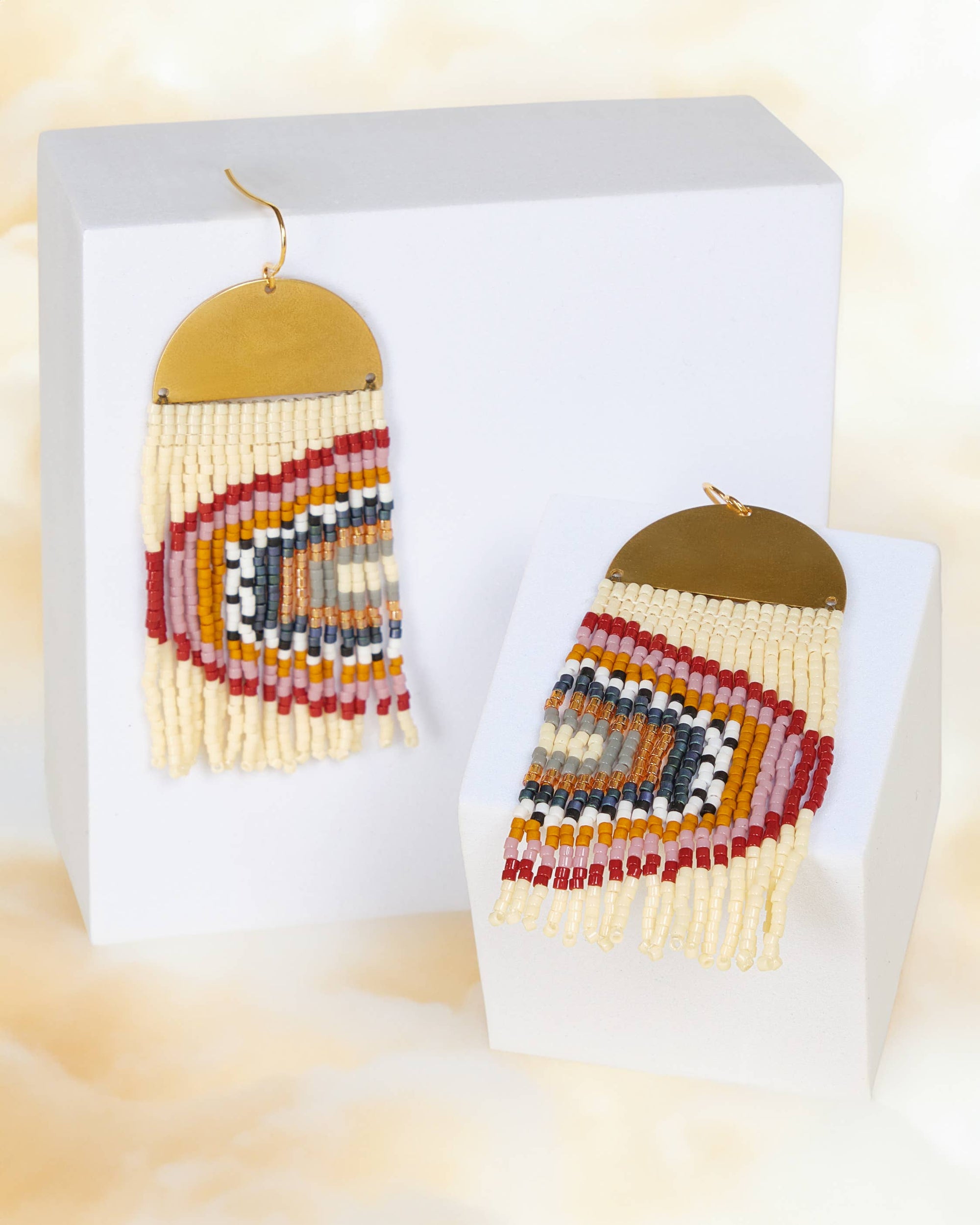 Beaded Rainbow Fringe Earrings