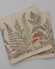 Mushrooms and Ferns Embroidered Linen Table Runner