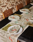 Mushrooms and Ferns Embroidered Linen Table Runner