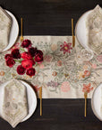 Winter Vine Embroidered Linen Table Runner