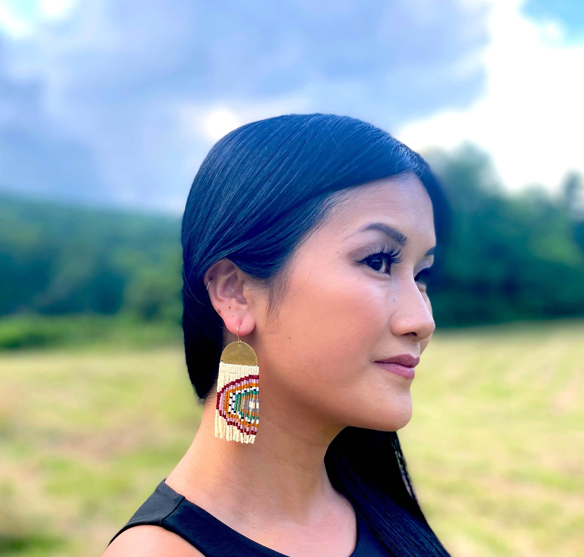 Beaded Rainbow Fringe Earrings