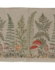 Mushrooms and Ferns Embroidered Linen Table Runner