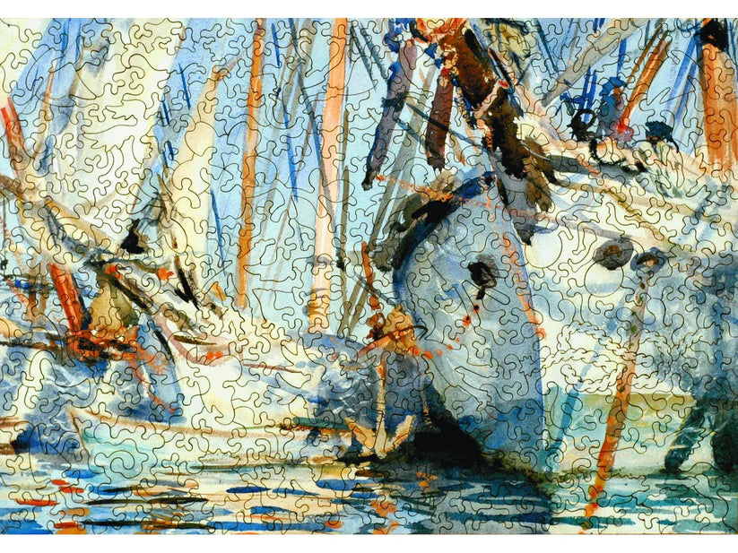 White Ships Wooden Puzzle