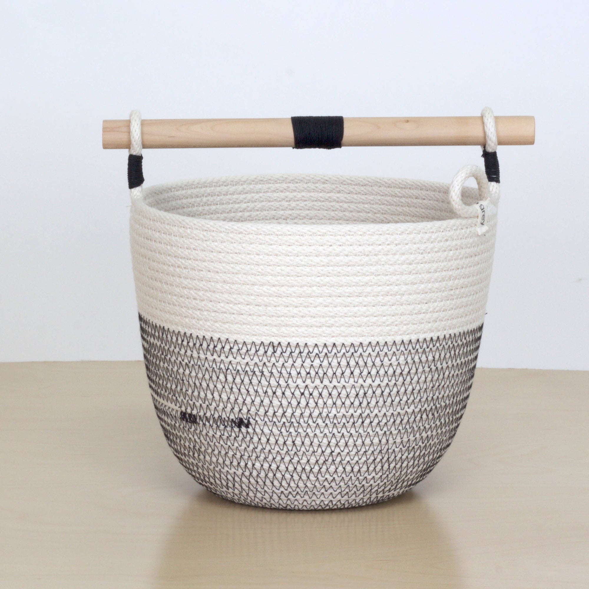 Woven Basket With Wooden Handle