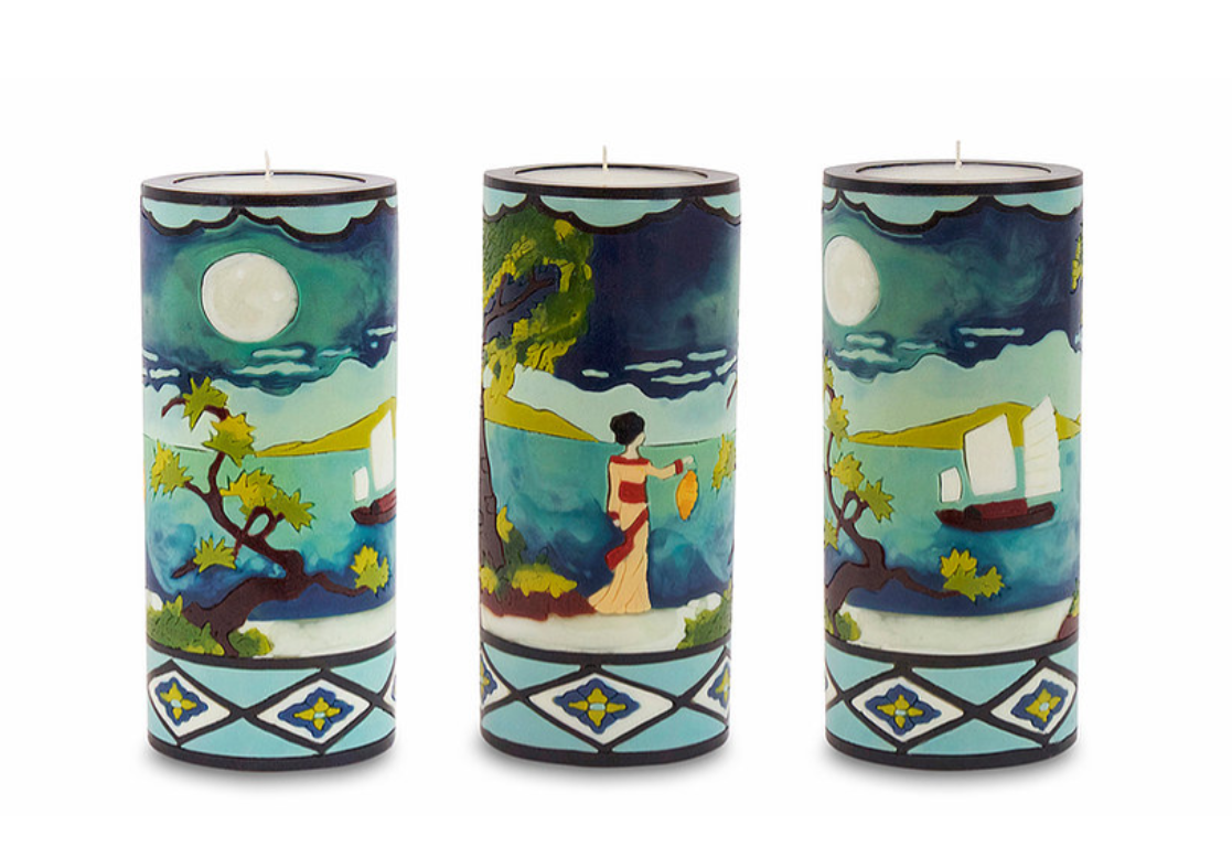 Asian Landscape Illuminated Candle
