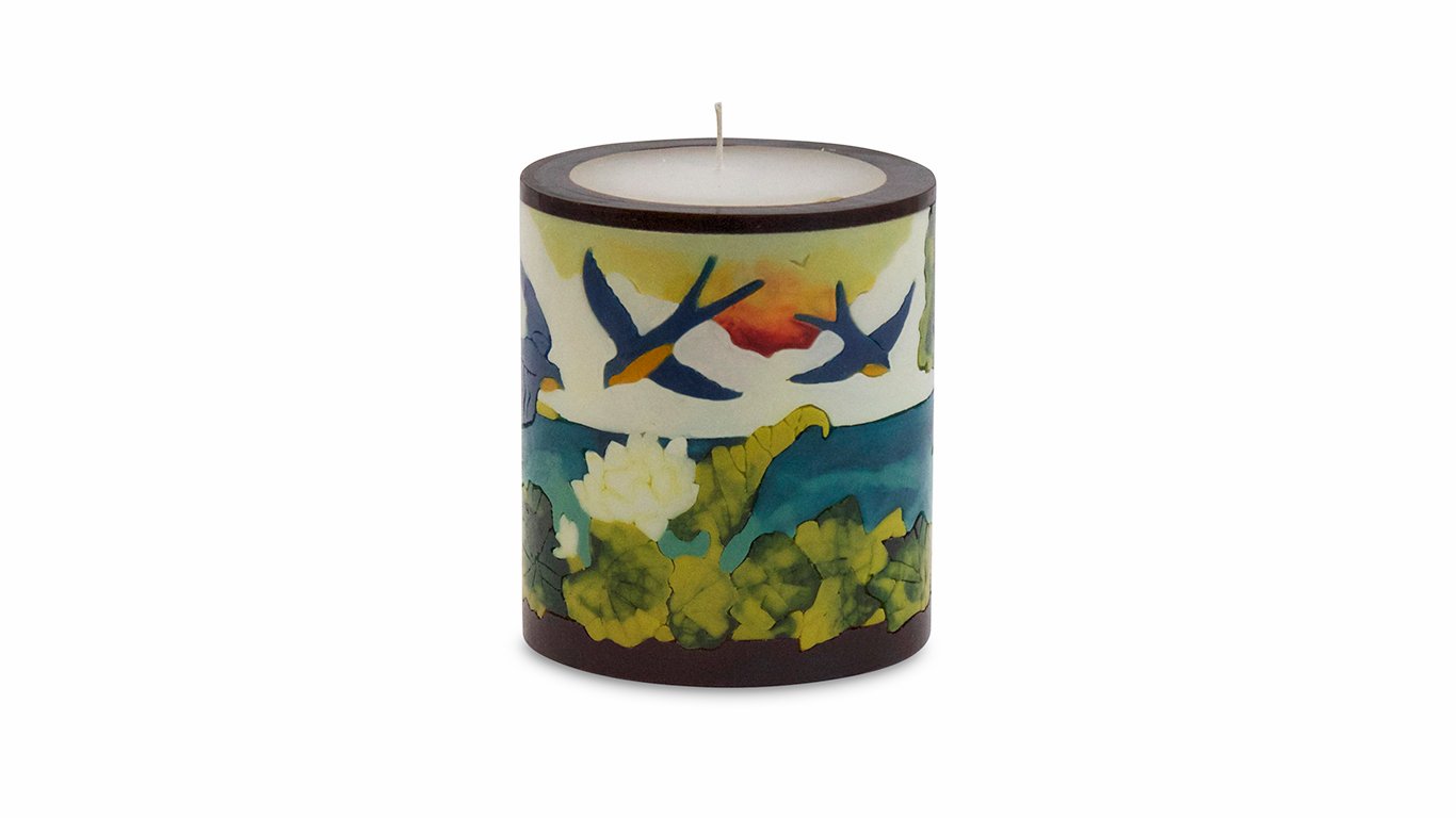 Swallows Illuminated Candle
