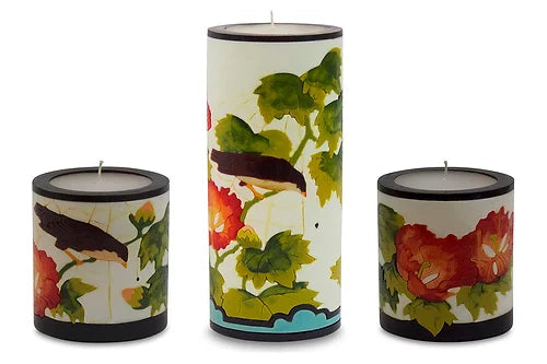 Hibiscus & Bird Illuminated Candle