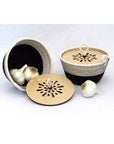 Garlic Bowl With Wooden Lid