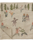 Ice Skaters Embroidered Linen Table Runner