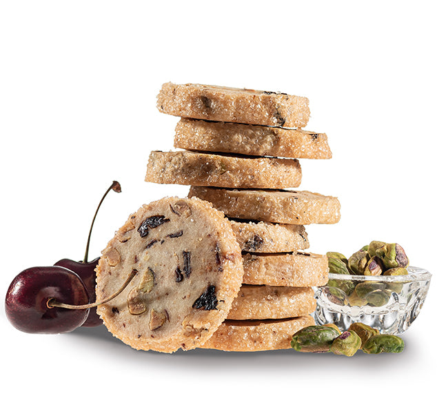 Pistachio Cherry Sable Cookies