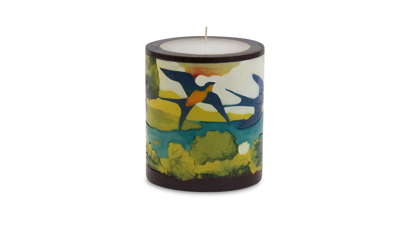 Swallows Illuminated Candle