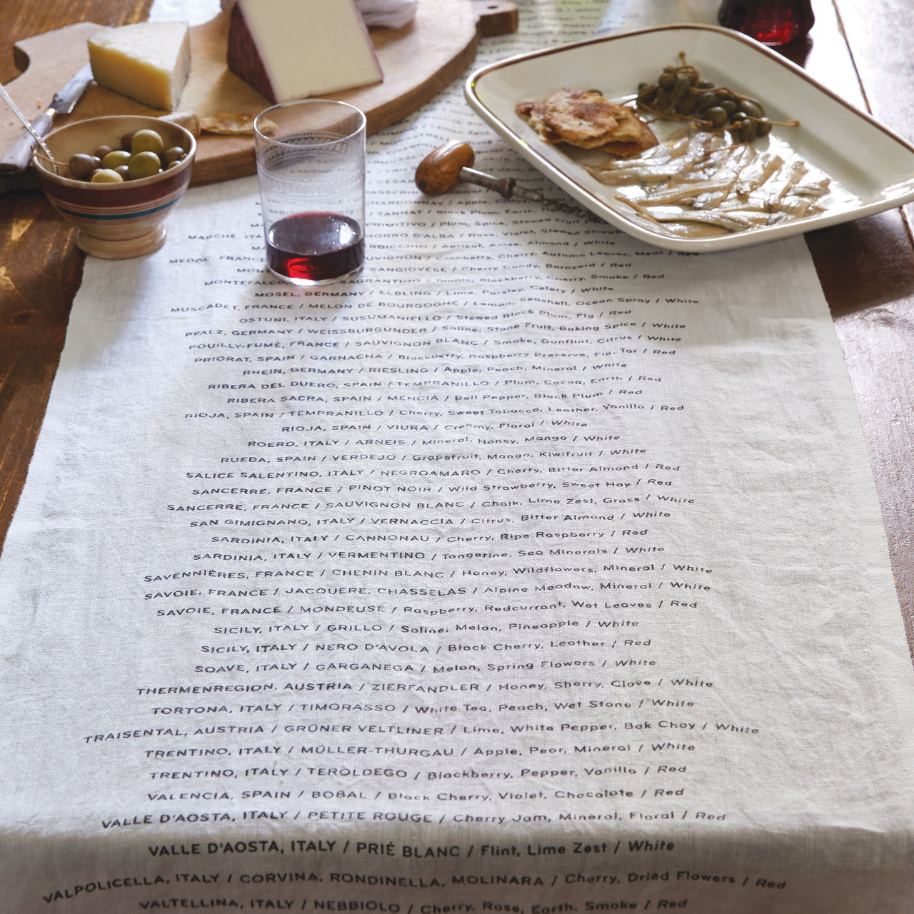 Wine List Linen Table Runner