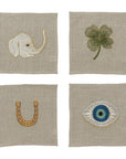 Good Luck Embroidered Cocktail Napkin Set