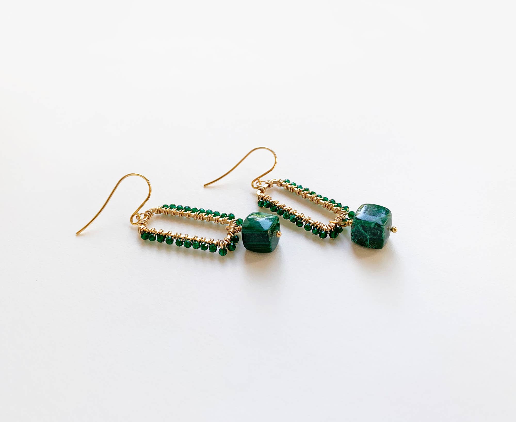 Rectangle Diopside Earrings