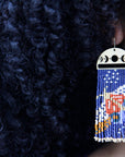 Beaded Moonlit Moth Fringe Earrings - Indigo