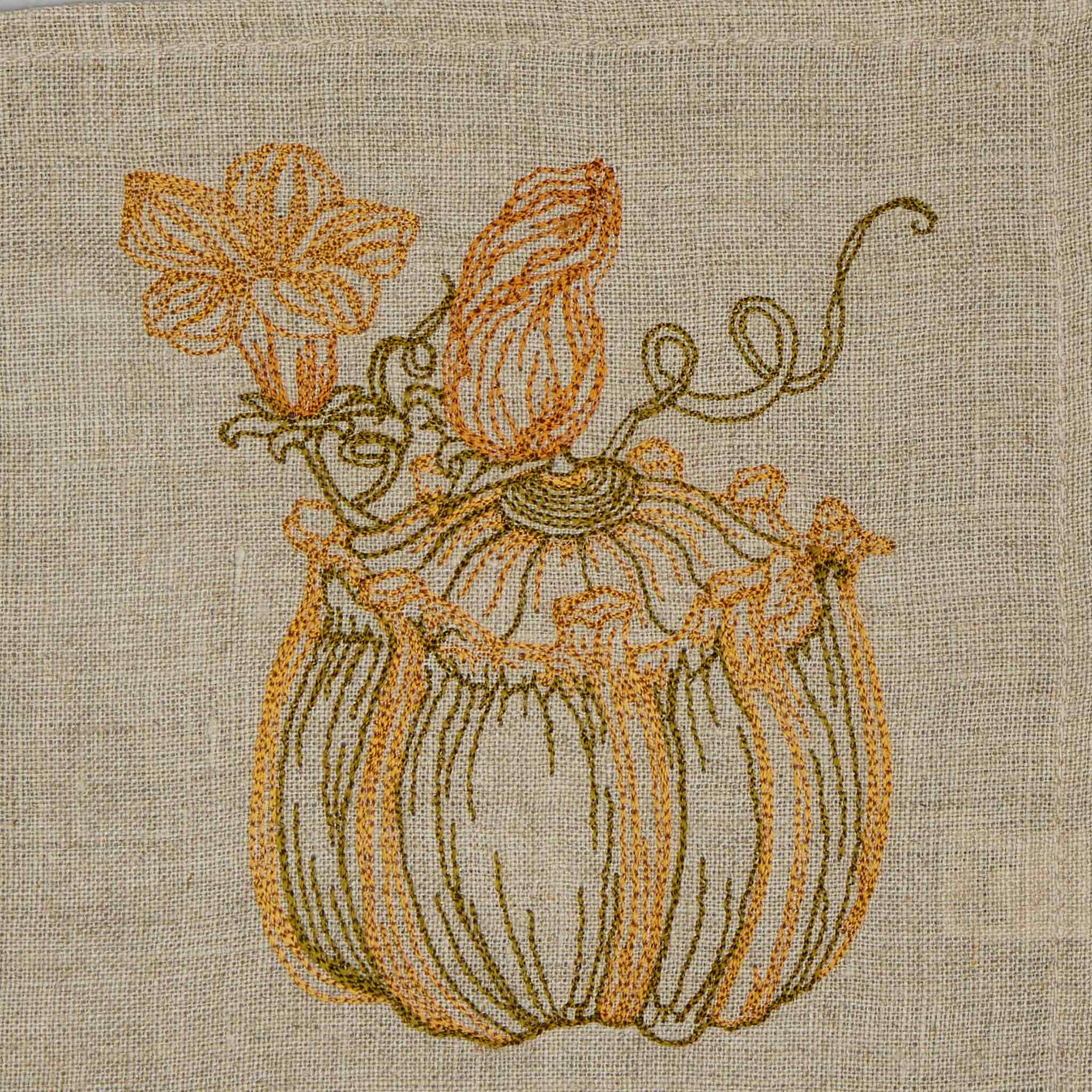 Pumpkin Patch Embroidered Linen Cocktail Napkin Set