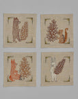 Pinecone Pals Embroidered Linen Cocktail Napkin Set