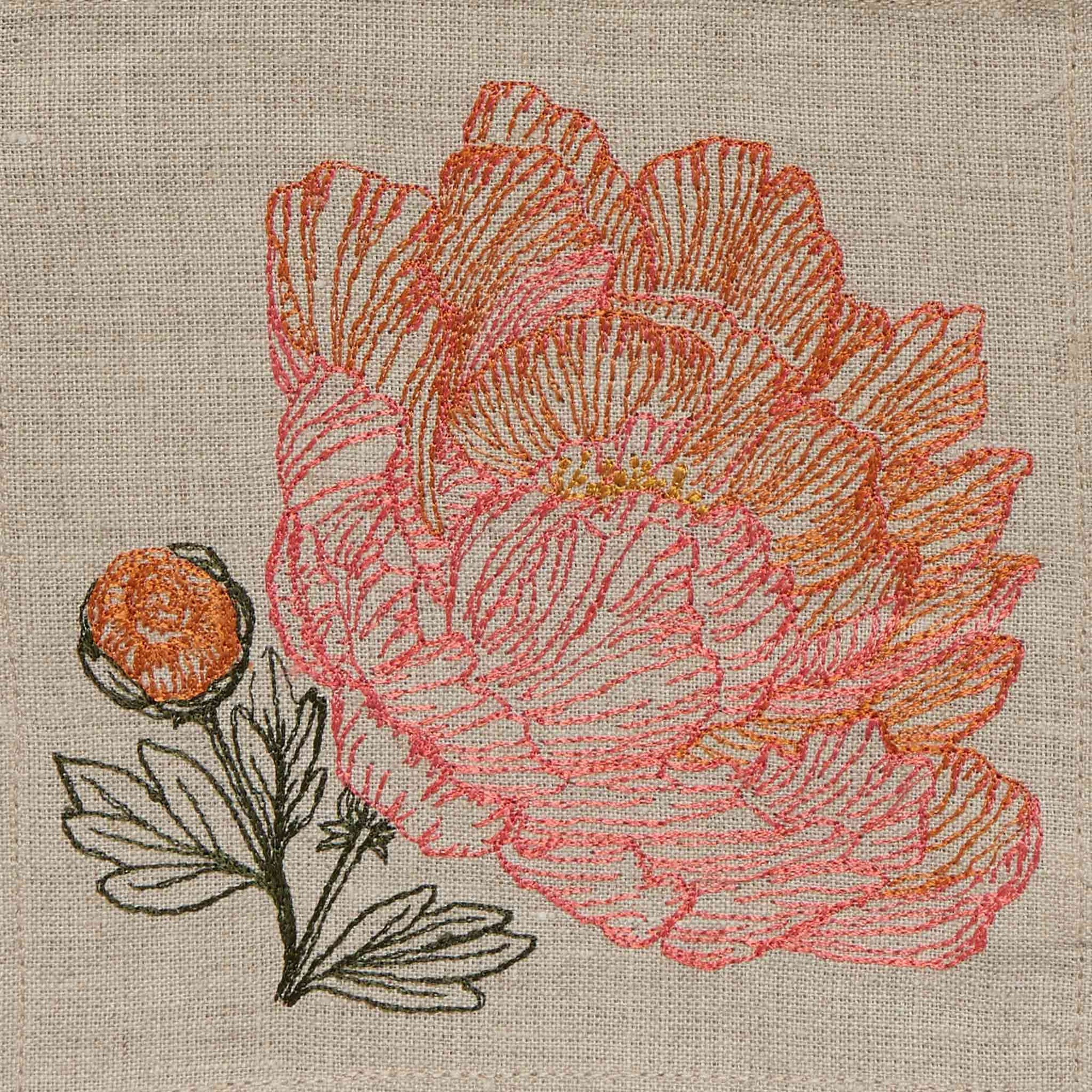 Paradise Garden Embroidered Cocktail Napkin Set