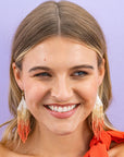 Claire Coral Ombre Fringe Earrings