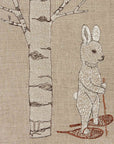Snowshoe Hare Embroidered Linen Tea Towel