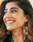 Whitney Coastal Checkered Fringe Earrings