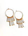 Silver Beaded Fringe Hoops