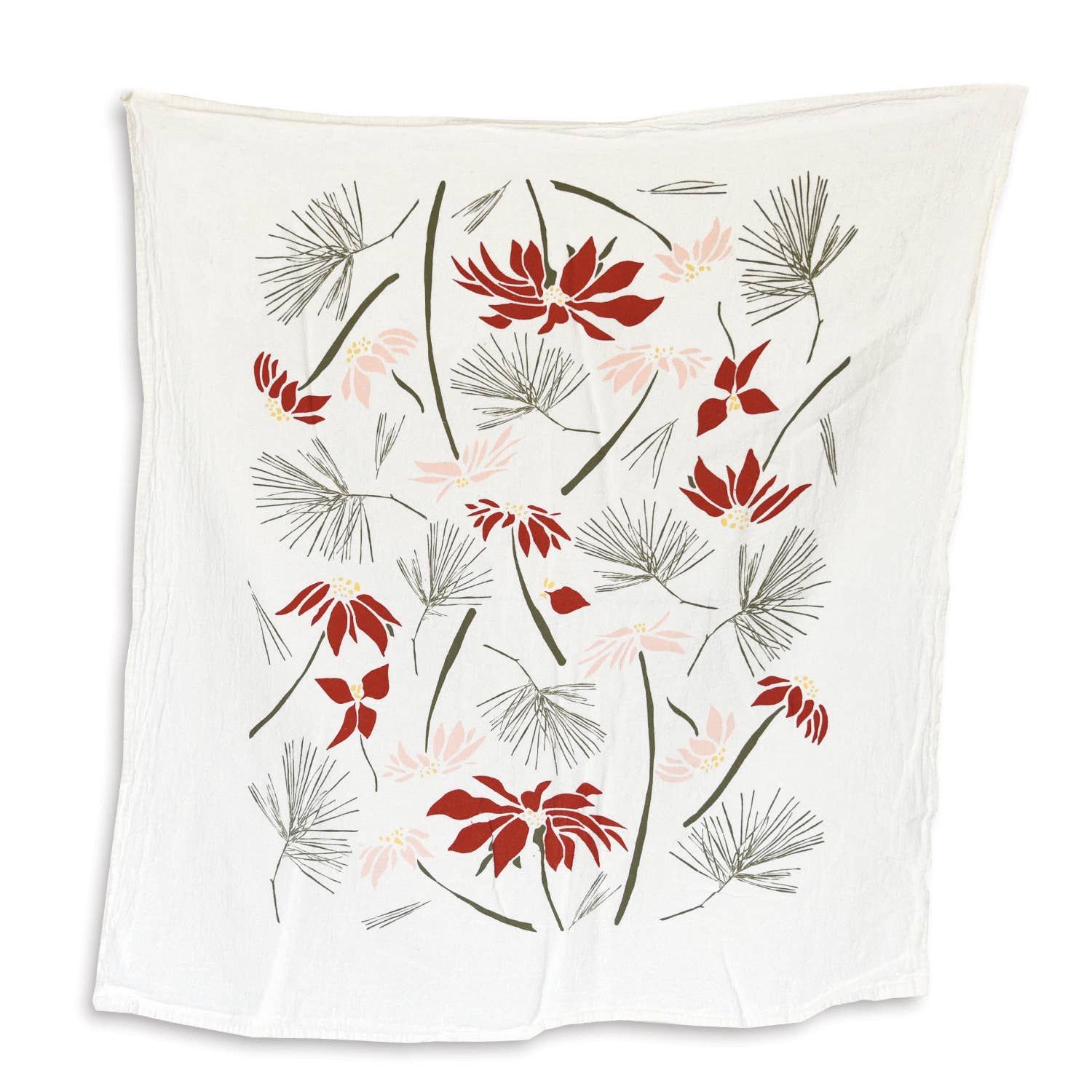 Poinsettia &amp; Pine Towel