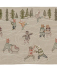 Ice Skaters Embroidered Linen Table Runner