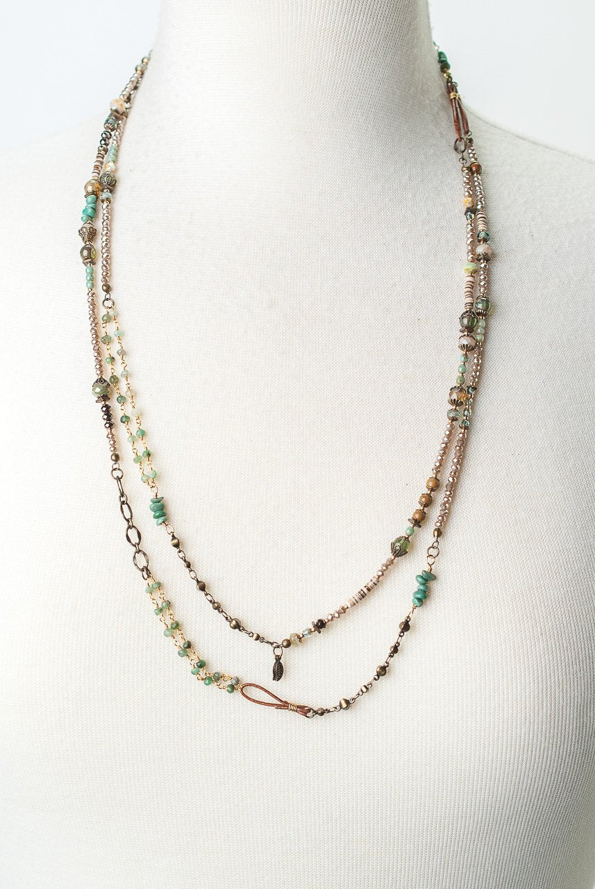 Rustic Creek Long Collage Necklace