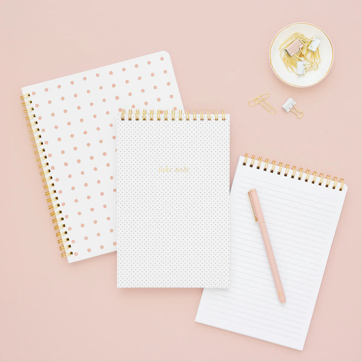 Rose Linen Stripe Top Spiral Notebook